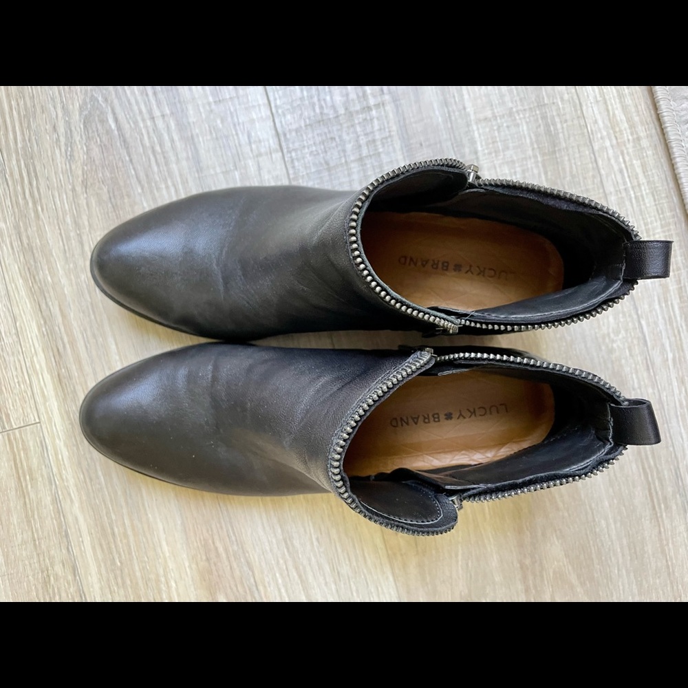 Black leather booties